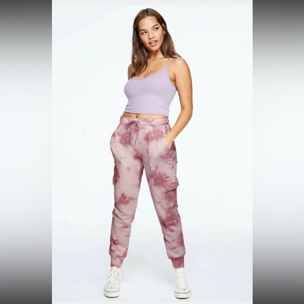 PINK Size S|P|CH Victoria's Secret Dark Pink Tie-Dye Jogger Track Pants